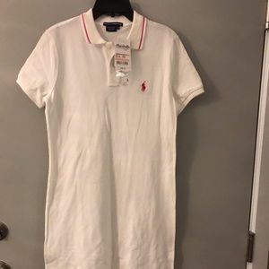 White Ralph Lauren Polo Dress with Pink Trim